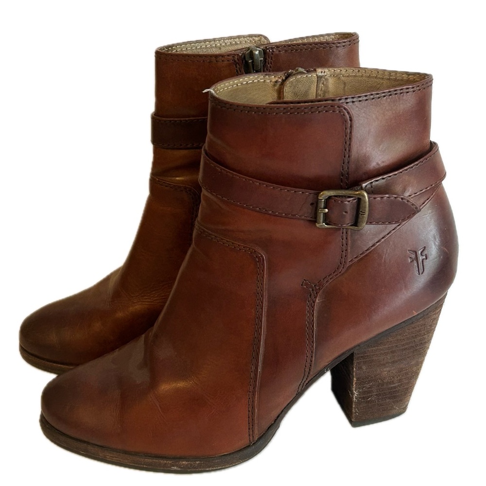 Frye Patty riding booties cognac brown genuine leather ankle boots size 9.5